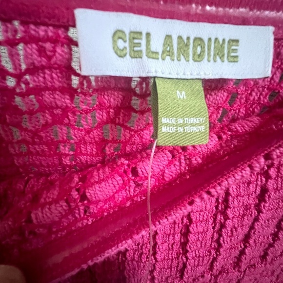 NWT new medium Anthropologie Celandine strapless crochet knit fringe dress pink - Picture 7 of 17